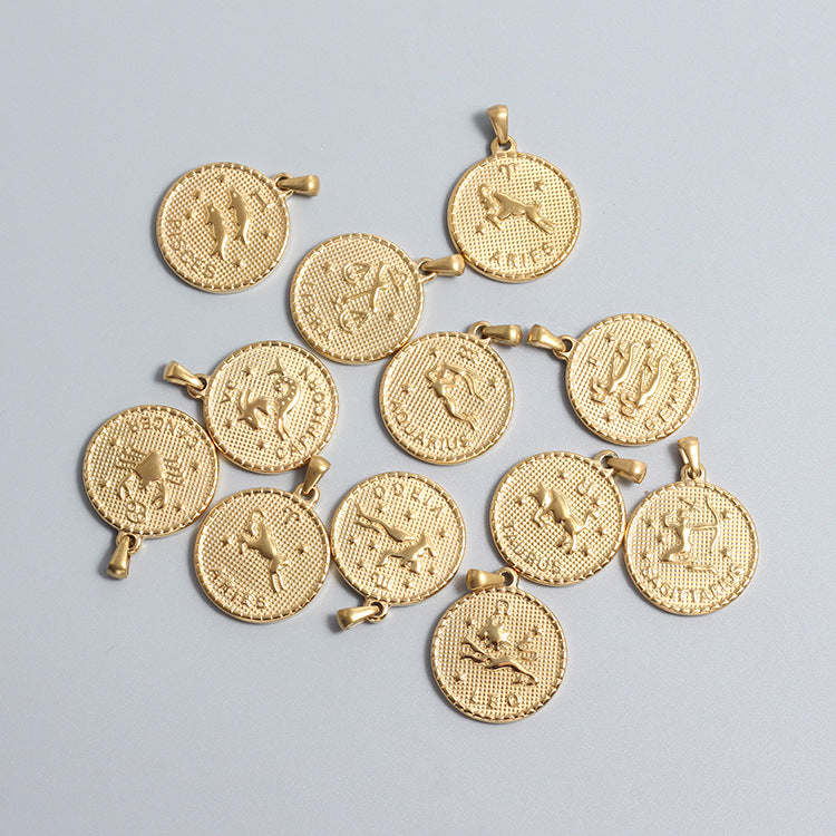 Stainless Steel Zodiac Charms Gold Silver