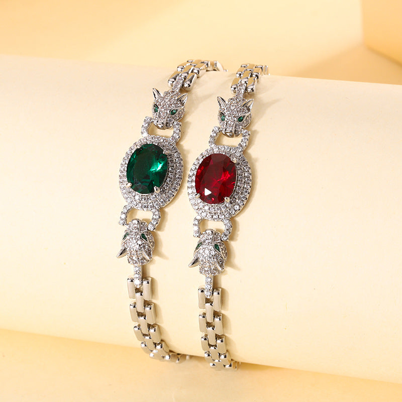 Cheetah Colored Gemstone Watch Strap Bracelet