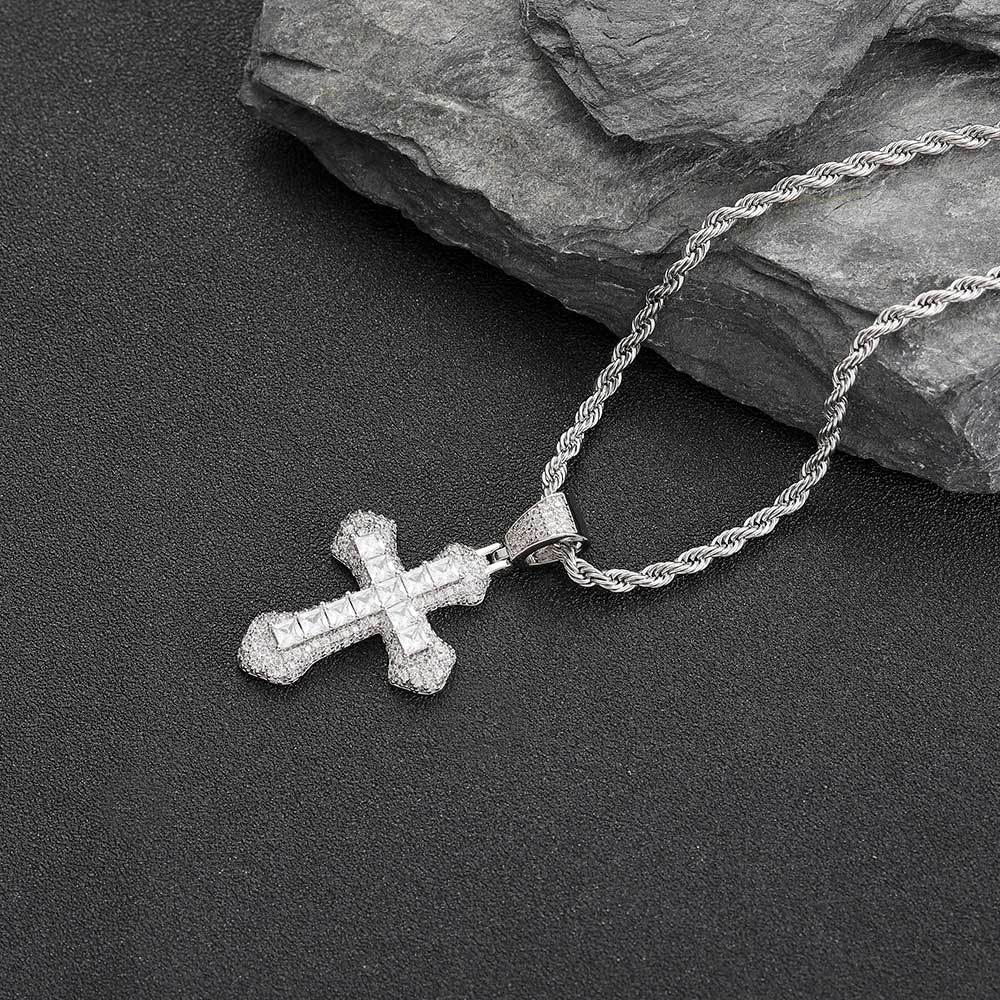 Iced Out Colorful Cross Necklace