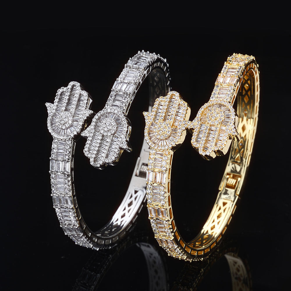 Iced Out Hamsa Hand Bangle