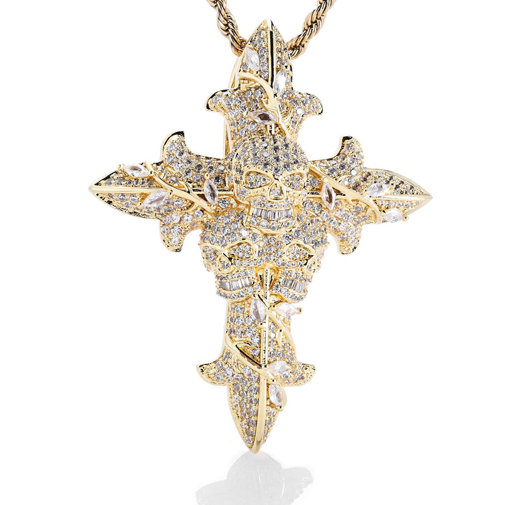 Iced Out Luxury Skull Cross Necklace