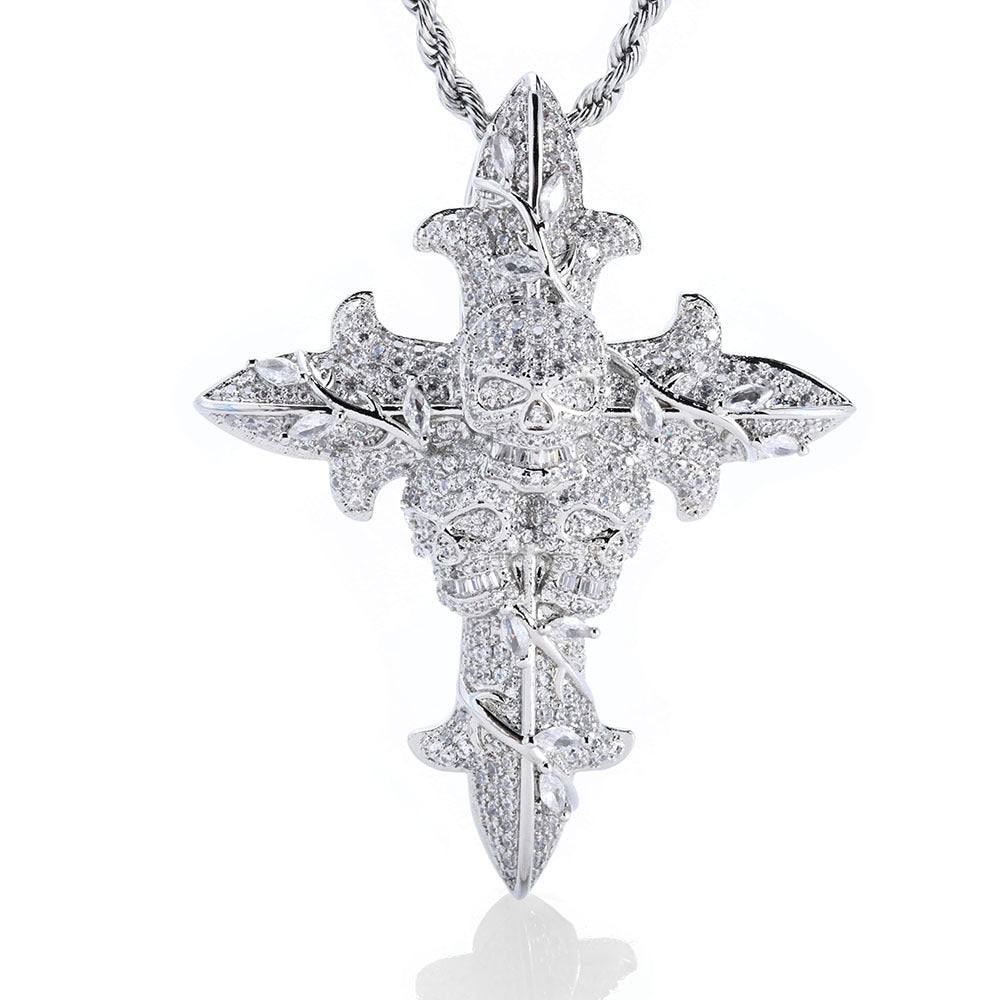 Iced Out Luxury Skull Cross Necklace
