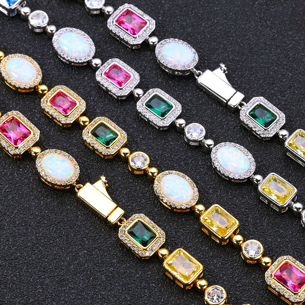 Close-up of the opal bracelet or necklace.