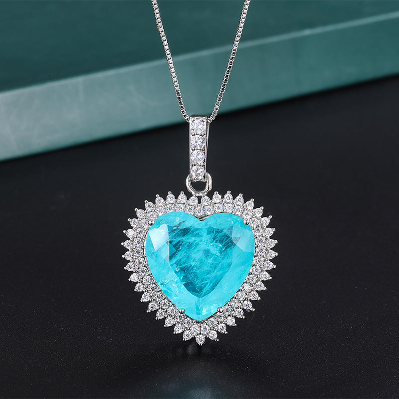 Paraíba Tourmaline Colored Heart Gemstone Jewelry Set