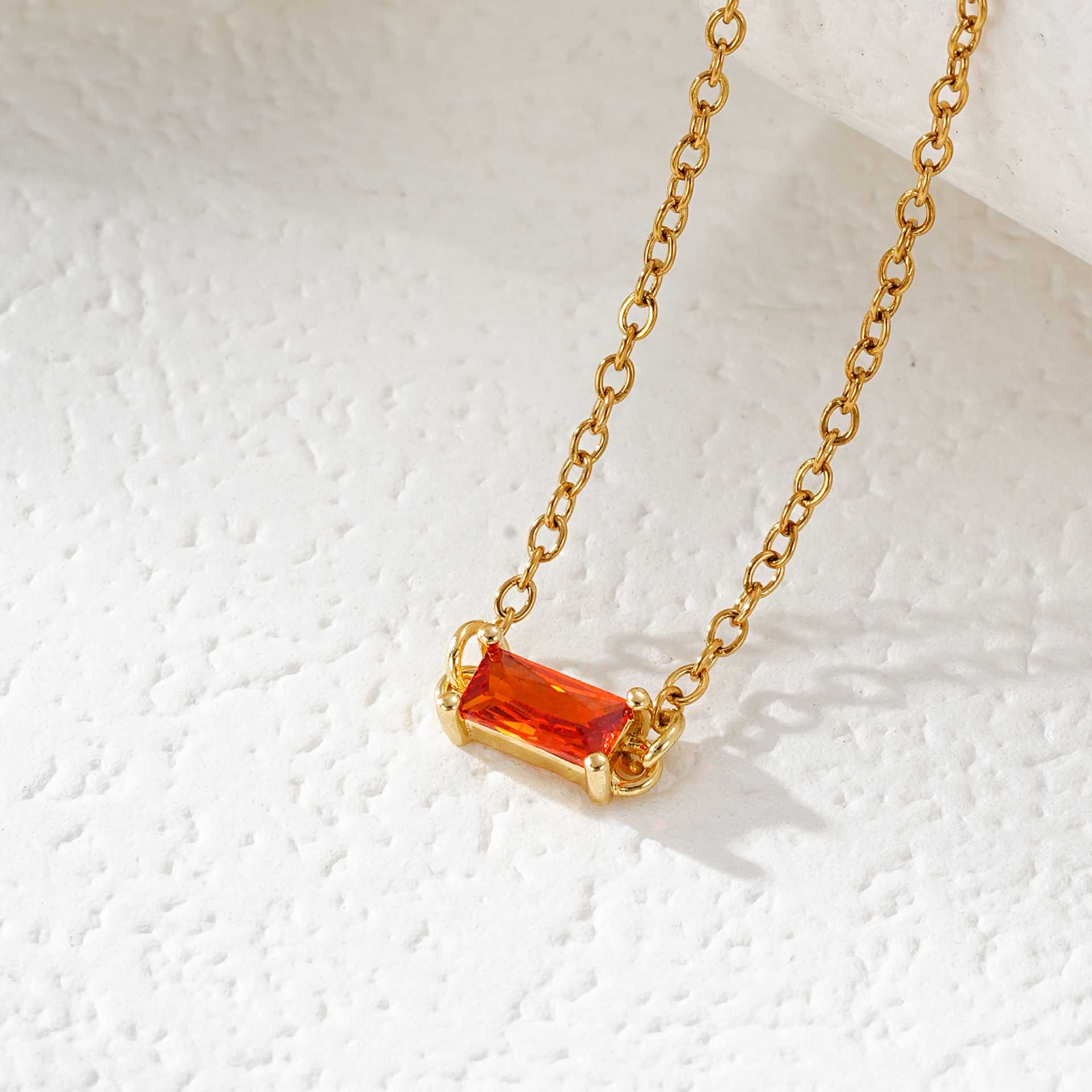 Rectangle Birthstone Necklace