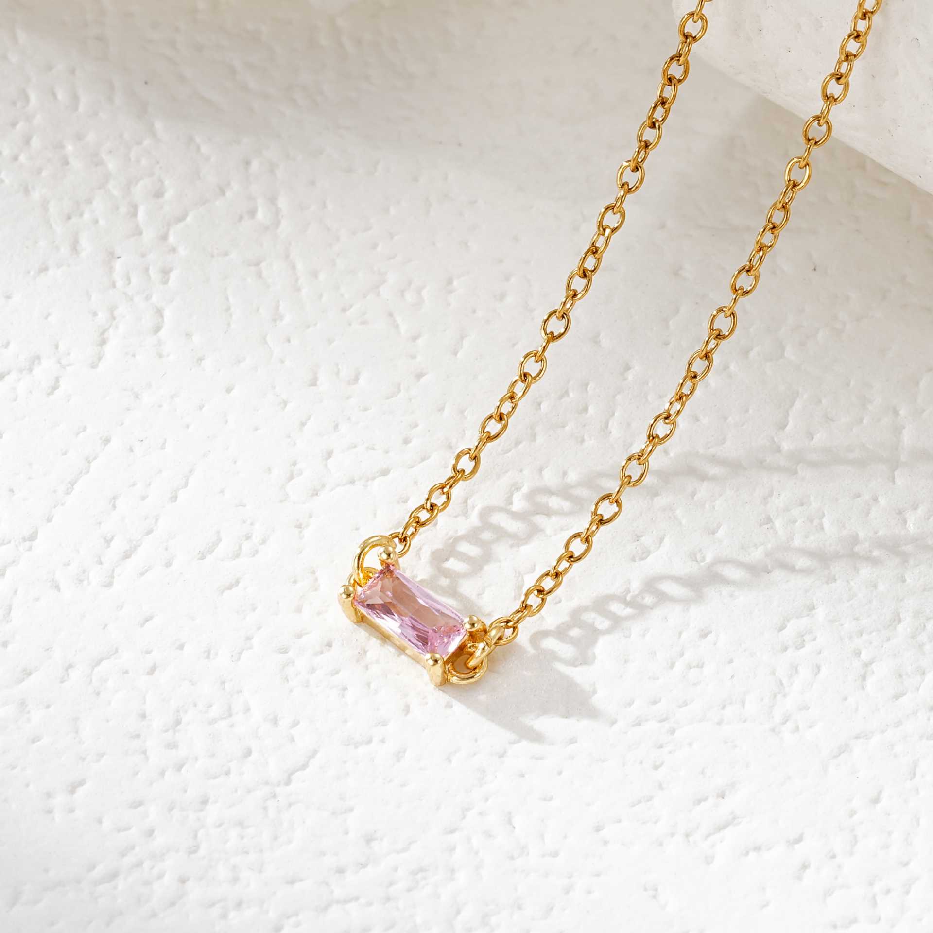 Rectangle Birthstone Necklace