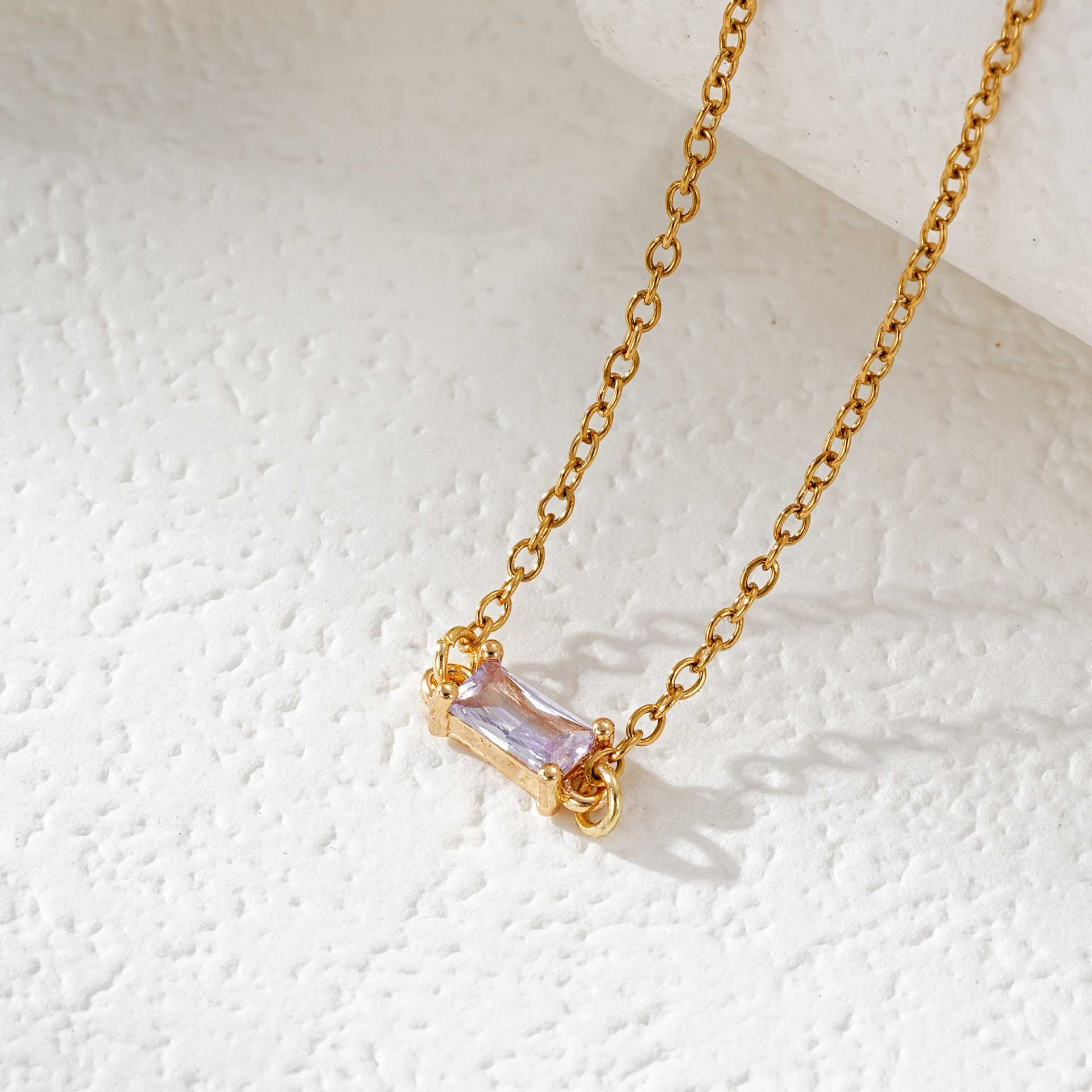 Rectangle Birthstone Necklace