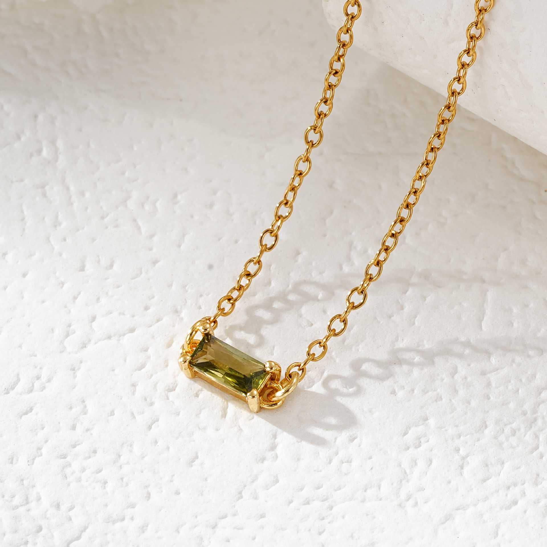 Rectangle Birthstone Necklace