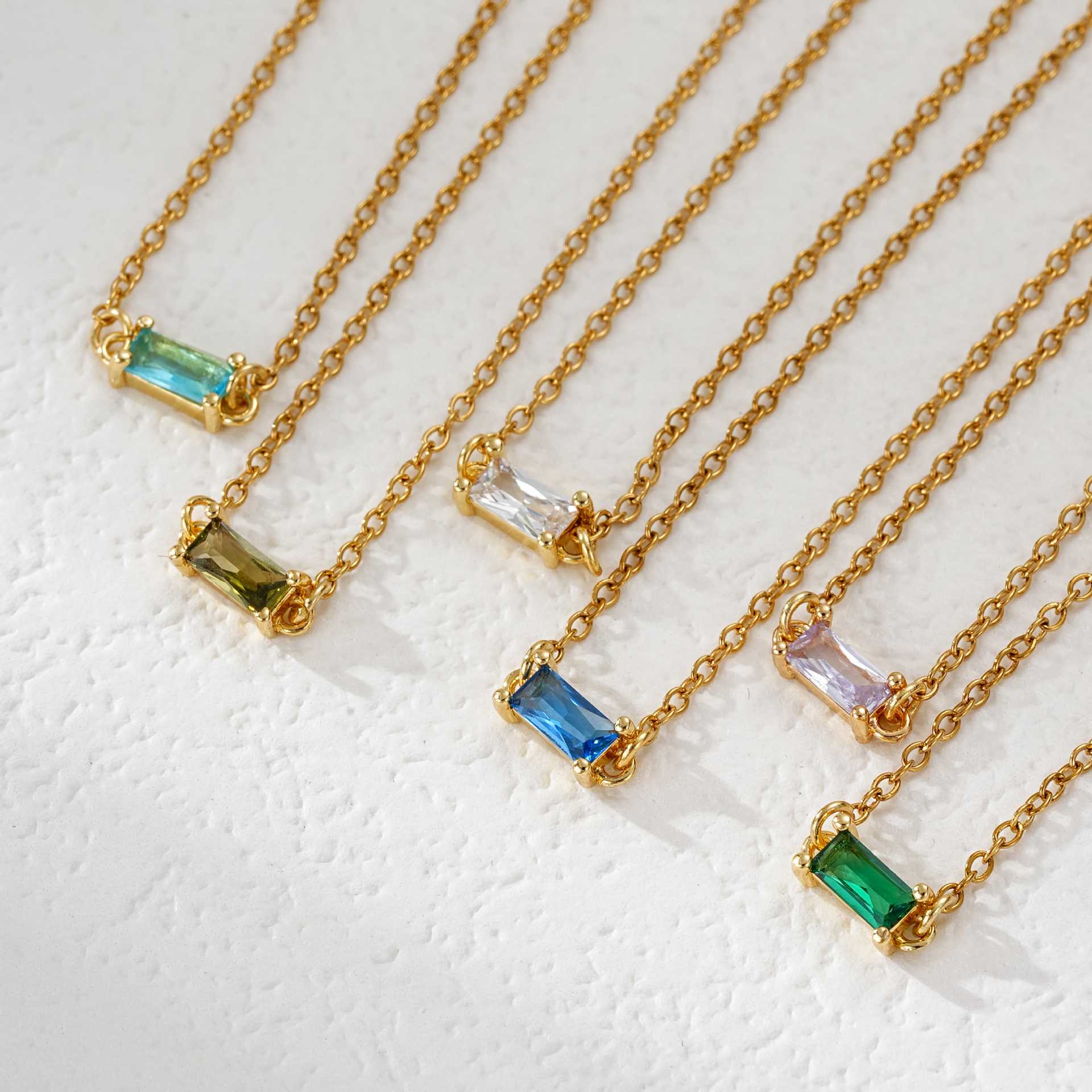 Rectangle Birthstone Necklace