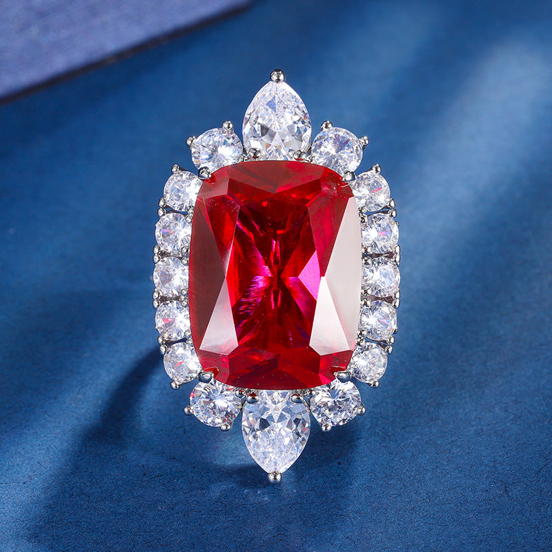 Ruby Colored Zirconia Cheetah Cocktail Jewelry Set