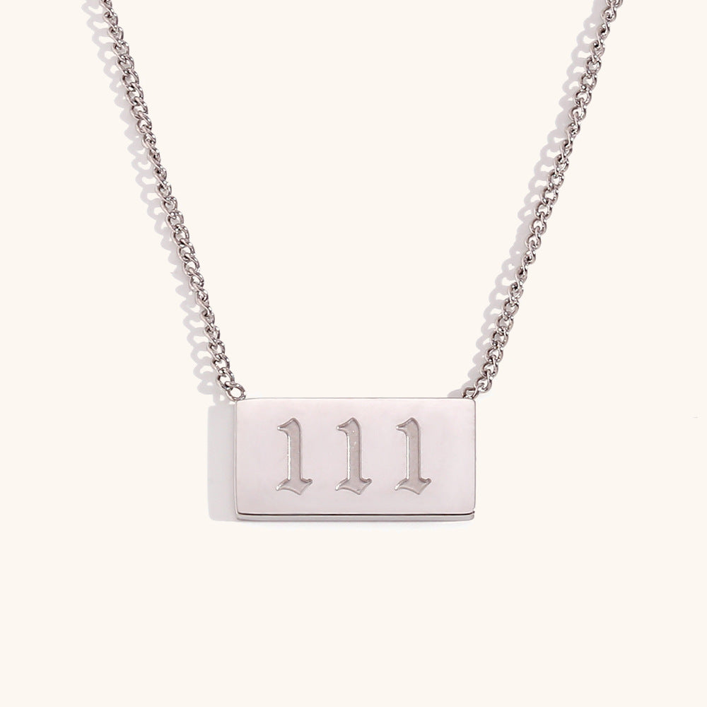 Stainless Steel Angle Number Tag Necklace