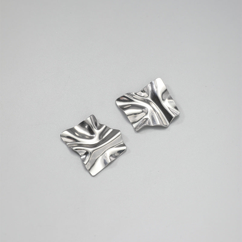 Stainless Steel Fold Texture Earrings