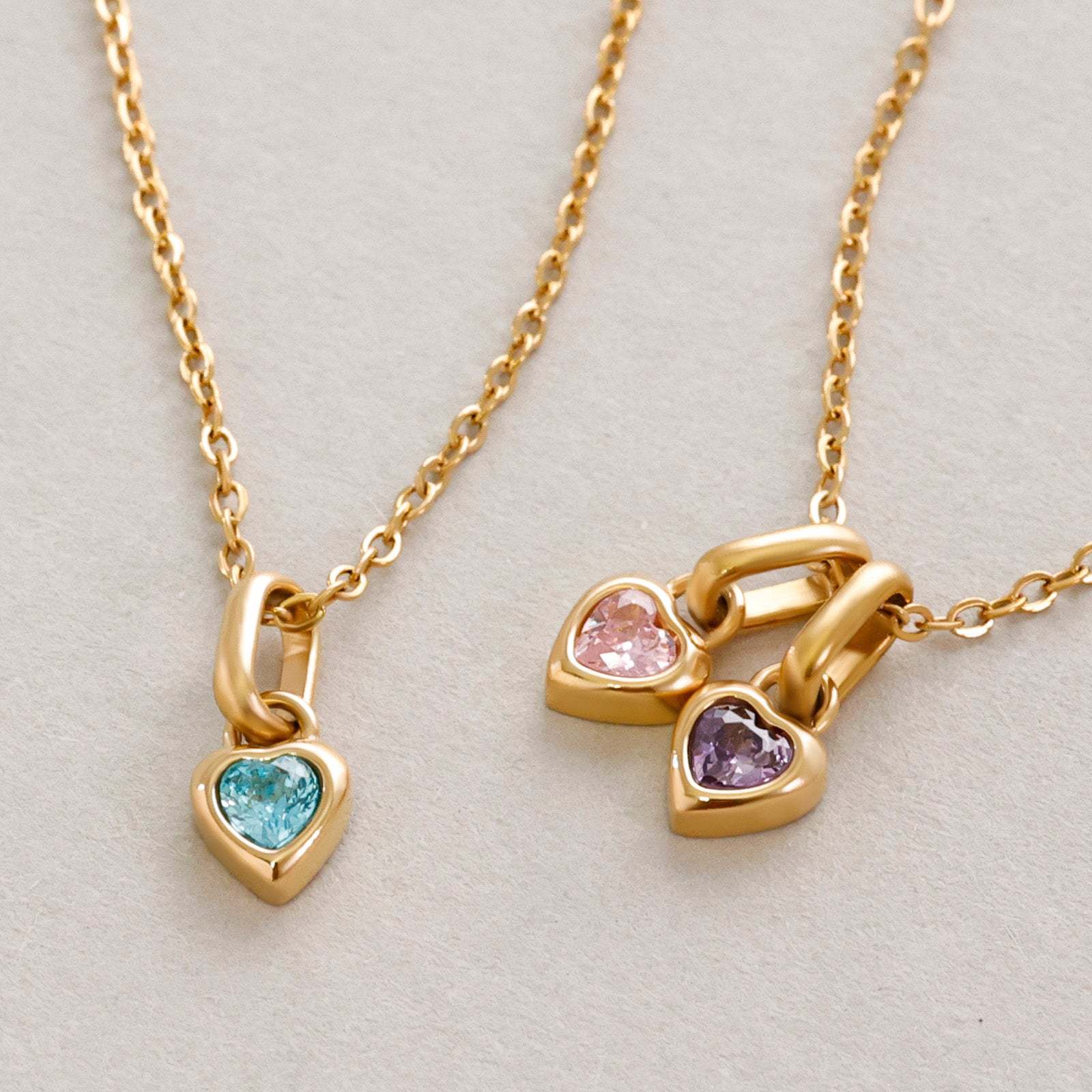 Stainless Steel Heart Birthstone Charm