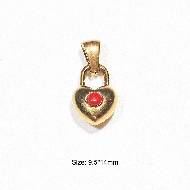 Stainless Steel Embeded Gemstone Charm Gold