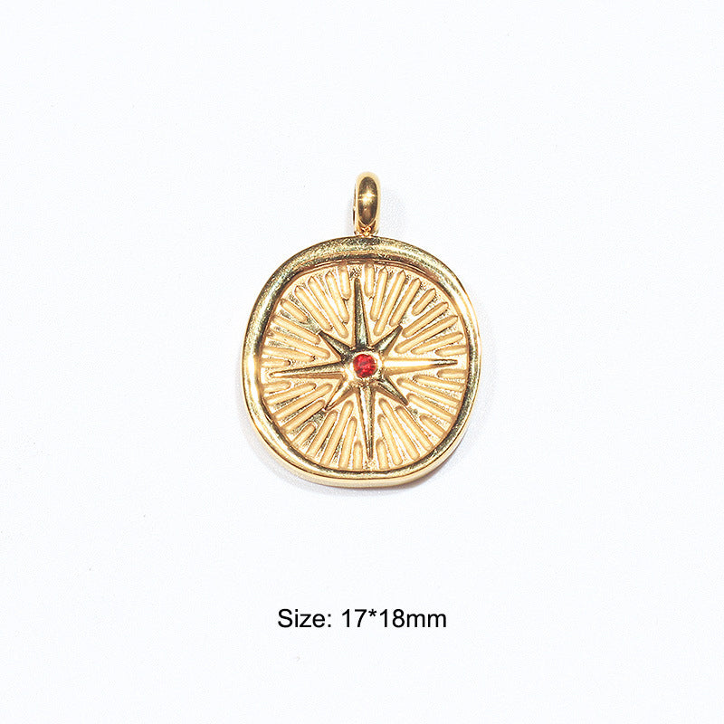 Stainless Steel Embeded Gemstone Charm Gold