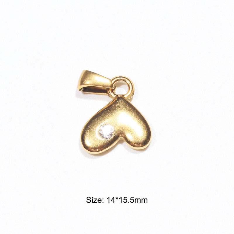 Stainless Steel Embeded Gemstone Charm Gold
