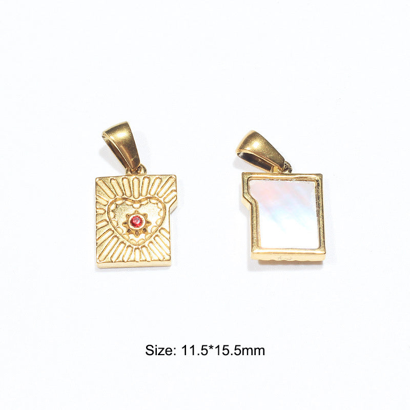 Stainless Steel Embeded Gemstone Charm Gold