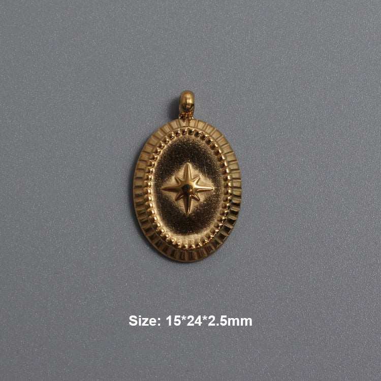 A gold plating north star design stainless steel charm