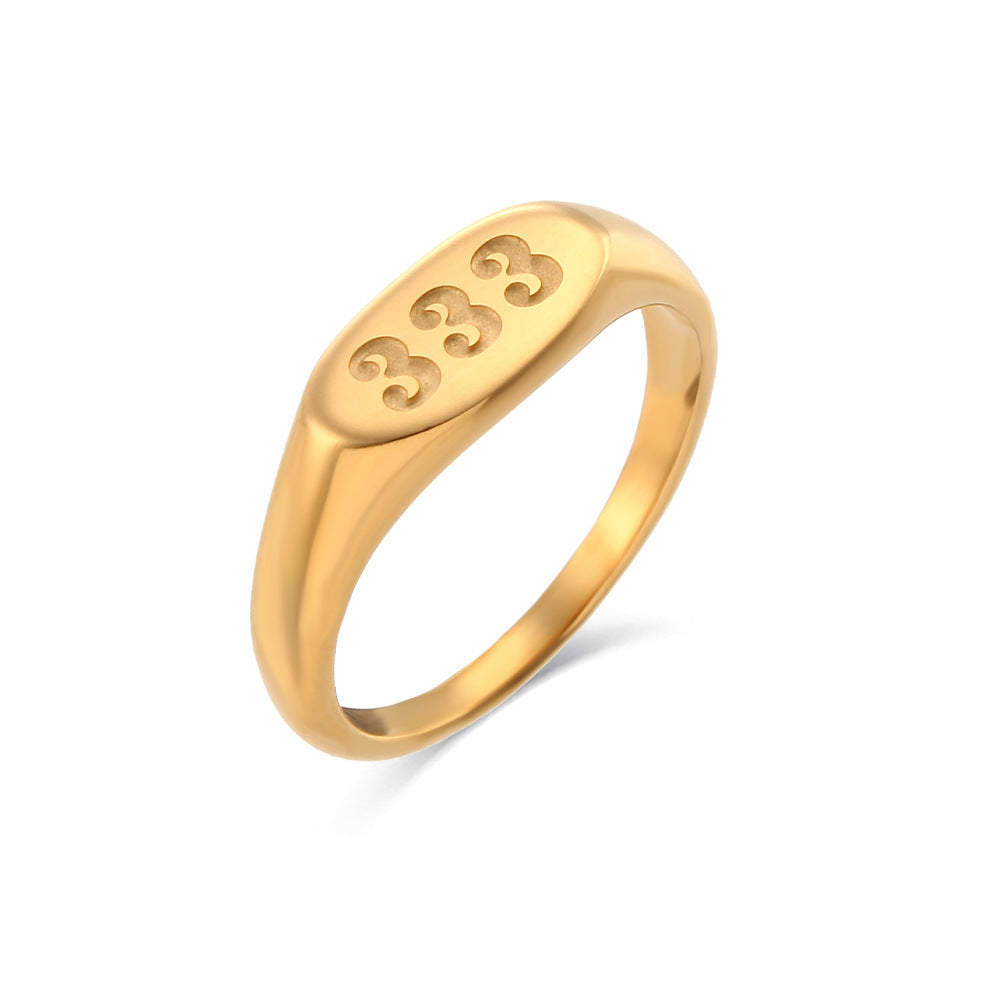 Stainless Steel Angle Number Signet Ring