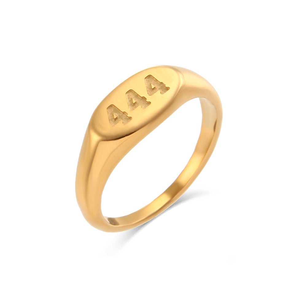 Stainless Steel Angle Number Signet Ring