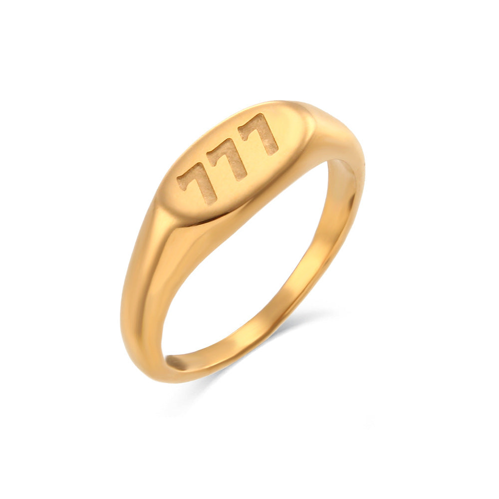 Stainless Steel Angle Number Signet Ring