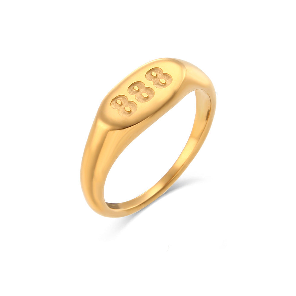 Stainless Steel Angle Number Signet Ring