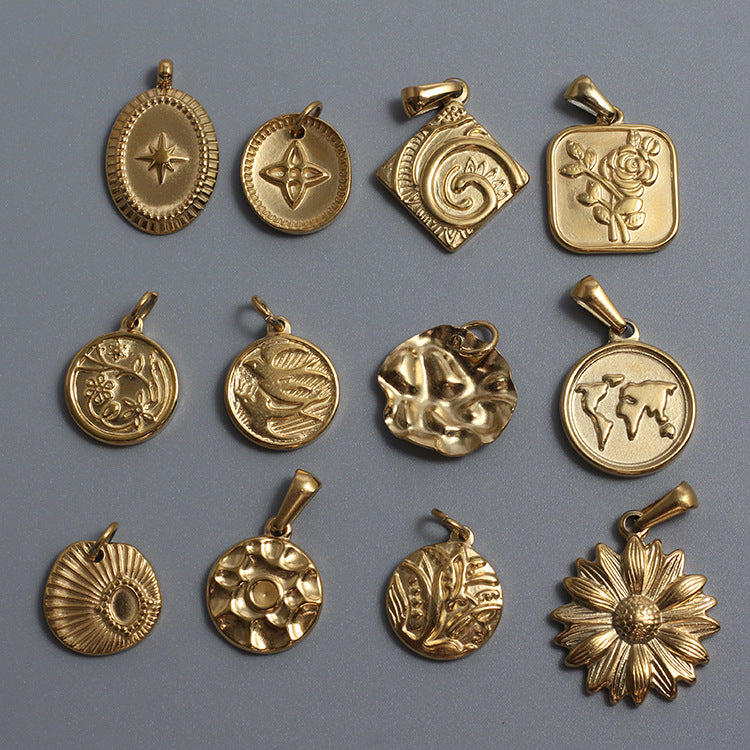 Various designs of gold plating stainless steel charms