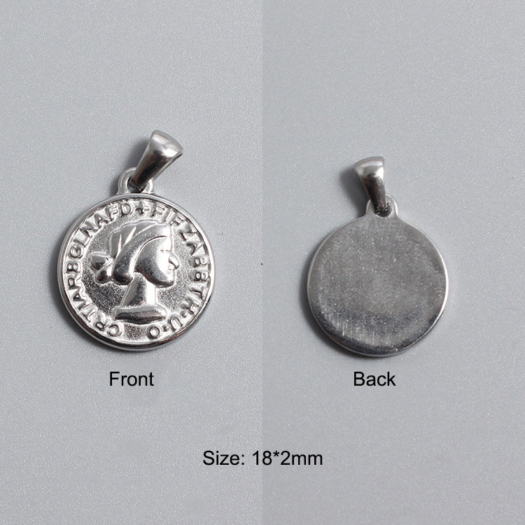 Titanium Stainless Steel Charm Sovereign Religions Coin Silver