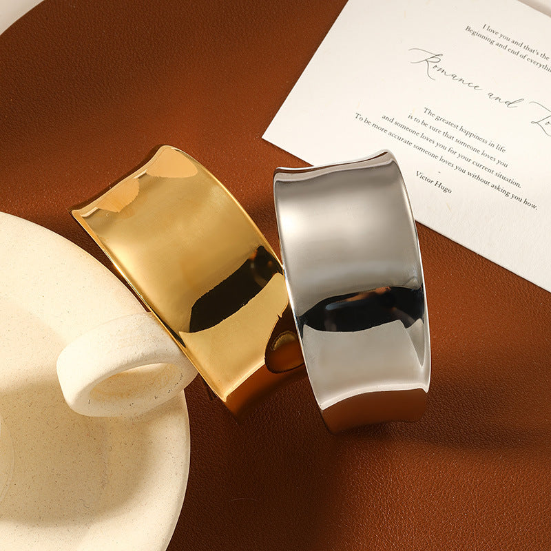 Gold plating and silver plating concave surface design stainless steel bangle bracelets