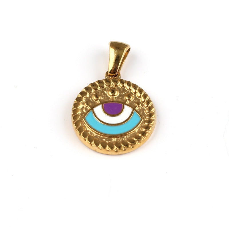 Stainless Steel Enamel Turkish Eye Charm Gold