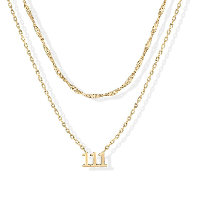 Layered Angle Number Necklace