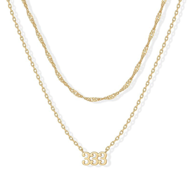 Layered Angle Number Necklace