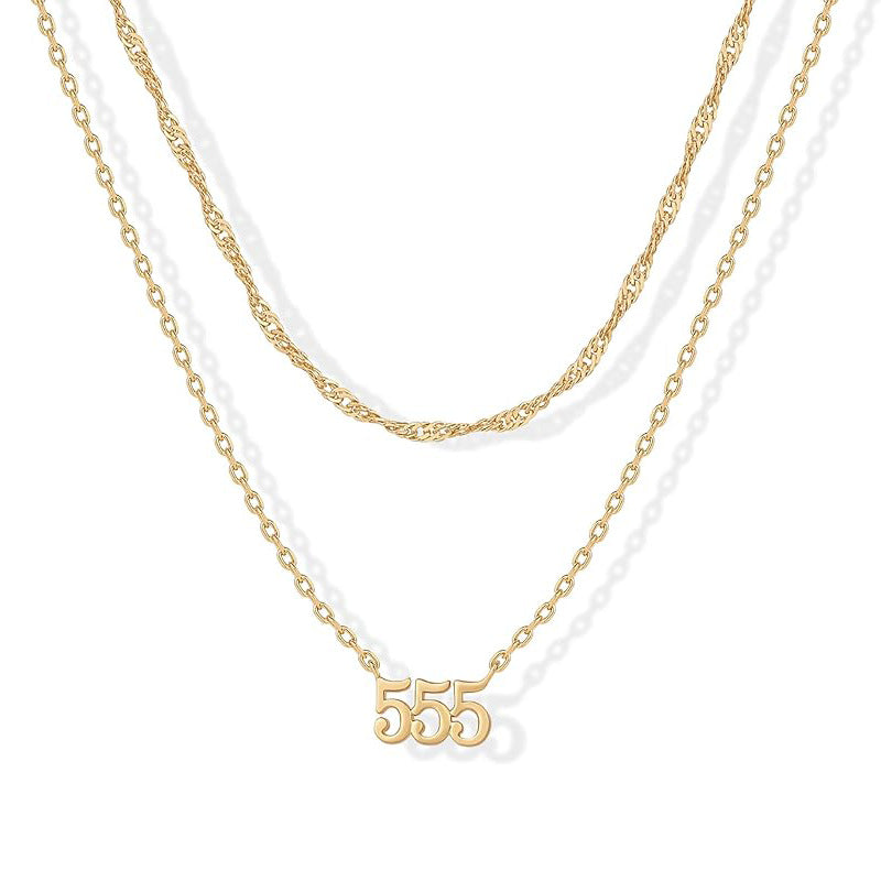 Layered Angle Number Necklace