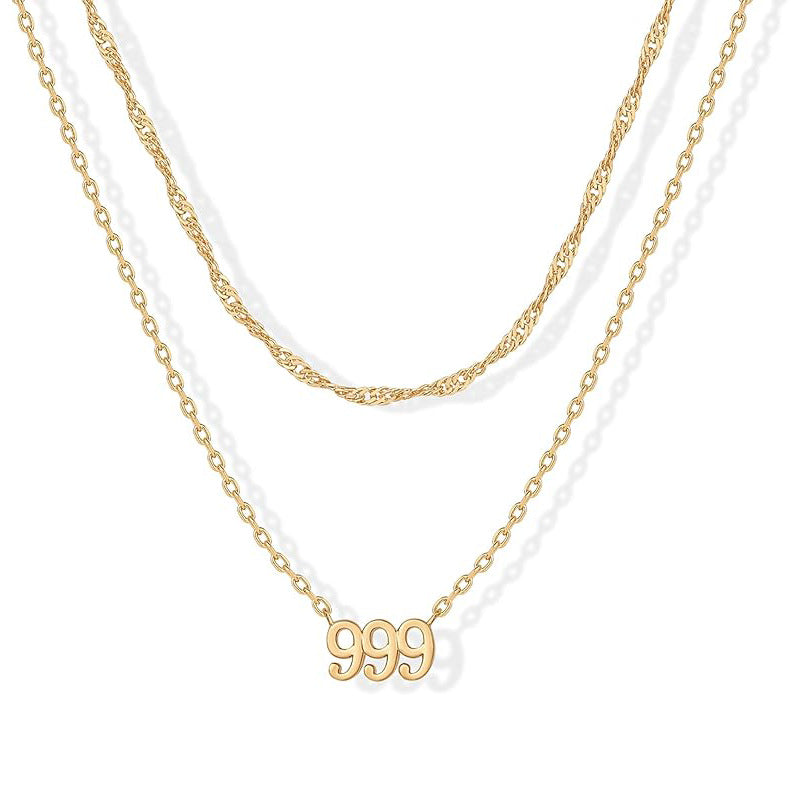 Layered Angle Number Necklace