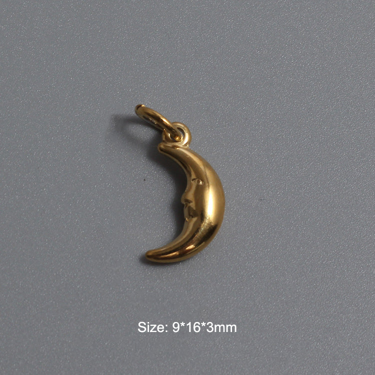 Stainless Steel Sun & Moon Crescent Charm Gold