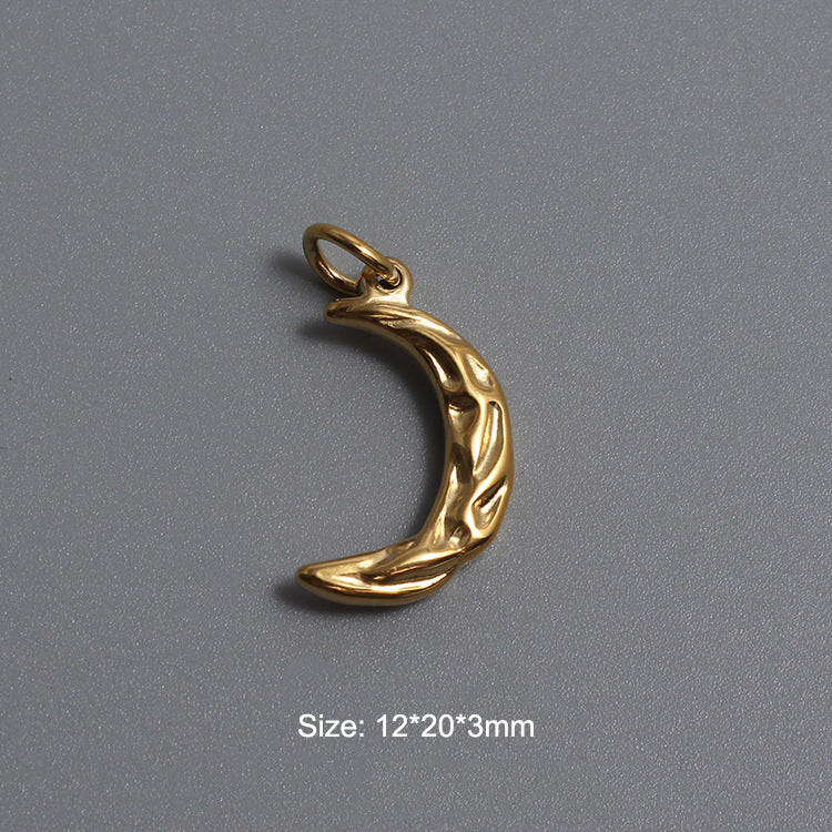 Stainless Steel Sun & Moon Crescent Charm Gold