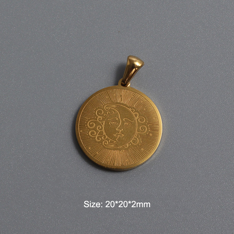 Stainless Steel Sun & Moon Crescent Charm Gold