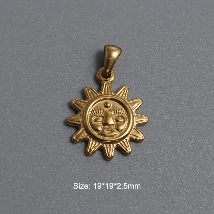 Stainless Steel Sun & Moon Crescent Charm Gold