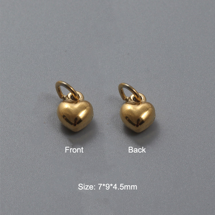 Stainless Steel Hydraulic Peach Heart Charm Gold