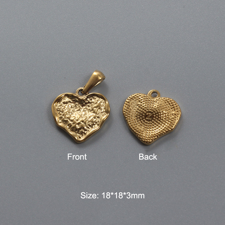 Stainless Steel Hydraulic Peach Heart Charm Gold