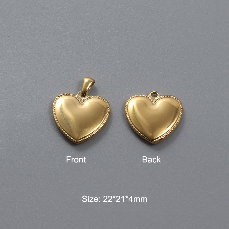 Stainless Steel Hydraulic Peach Heart Charm Gold