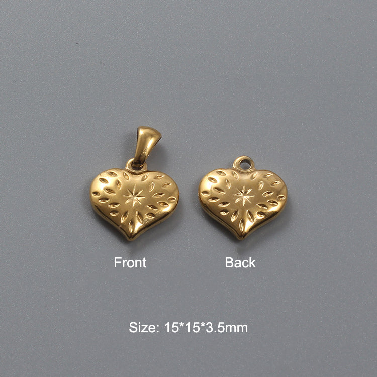 Stainless Steel Hydraulic Peach Heart Charm Gold