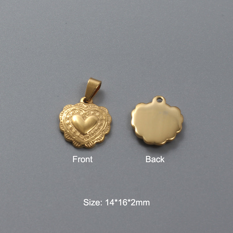 Stainless Steel Hydraulic Peach Heart Charm Gold