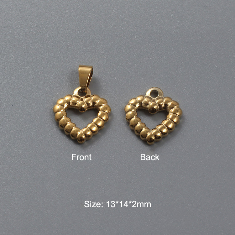 Stainless Steel Hydraulic Peach Heart Charm Gold