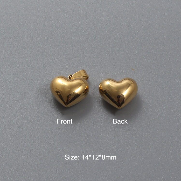 Stainless Steel Hydraulic Peach Heart Charm Gold