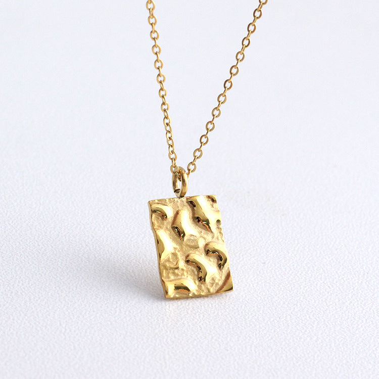 Stainless Steel Teardrop Texture Necklace