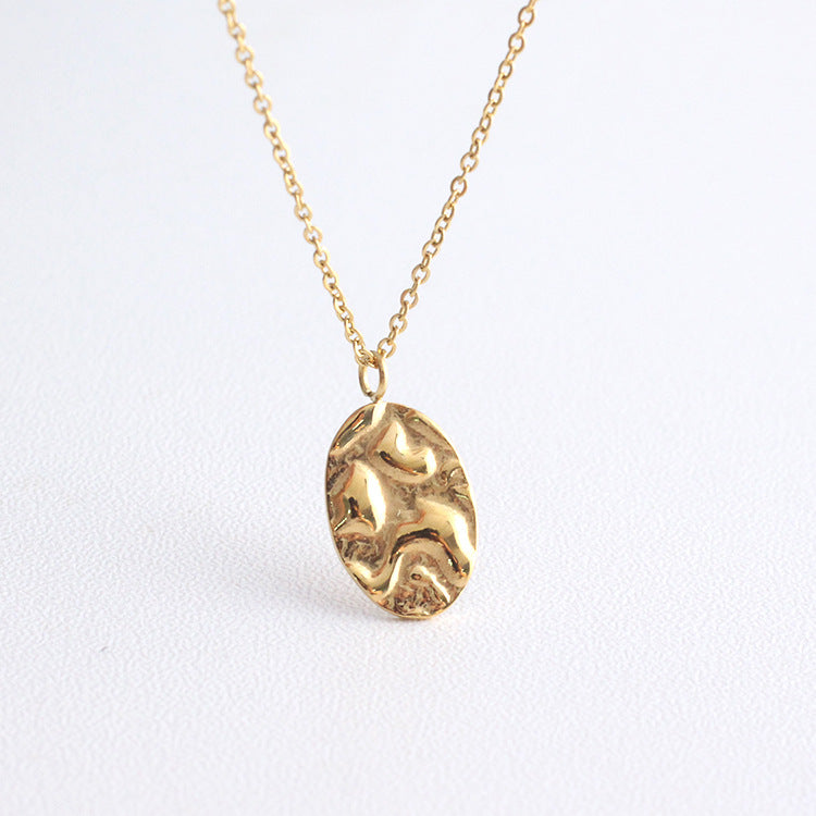 Stainless Steel Teardrop Texture Necklace