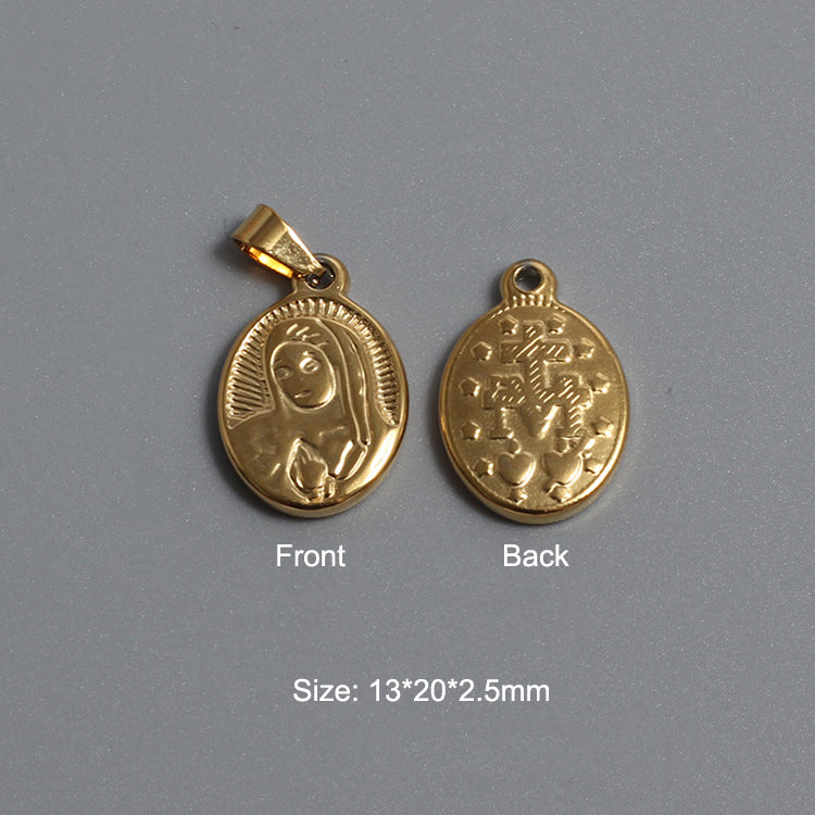 Stainless Steel Virgin Mary Charm Gold
