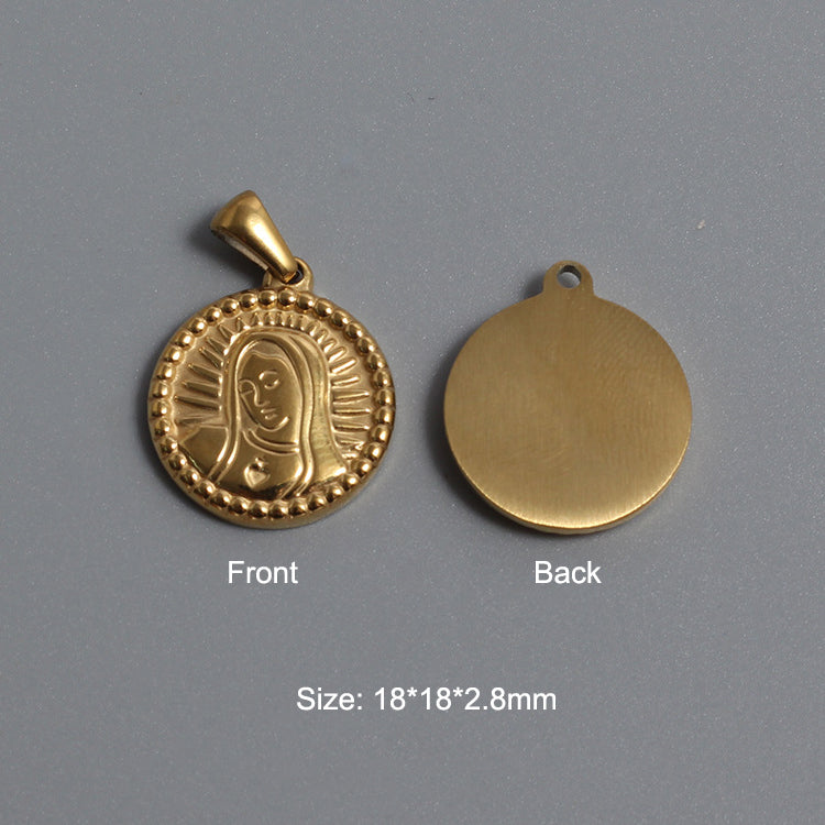 Stainless Steel Virgin Mary Charm Gold