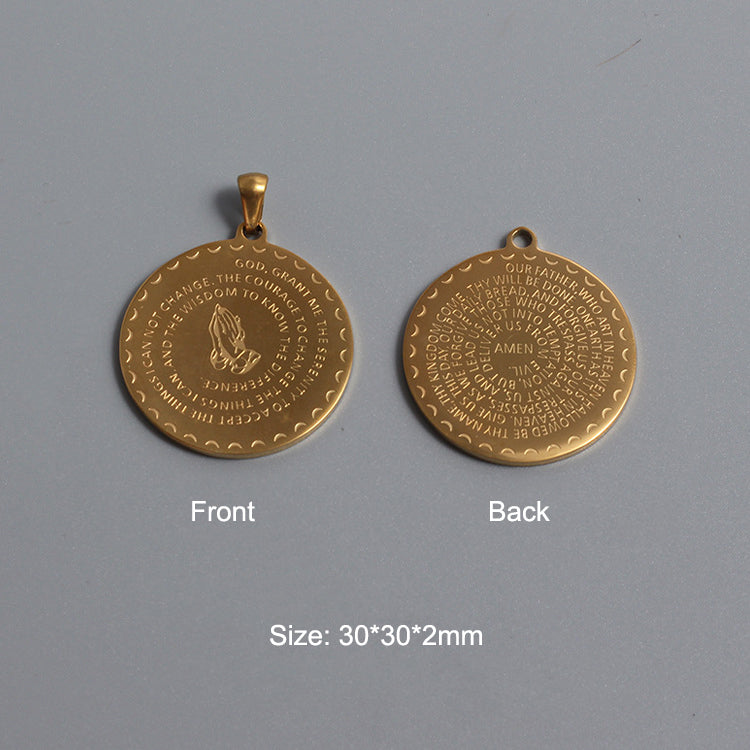 Stainless Steel Virgin Mary Charm Gold